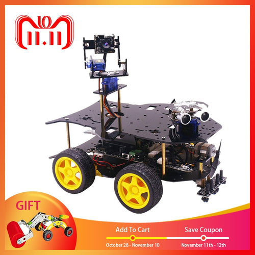 Ultimate Starter Kit for Raspberry Pi 3 B+ HD Camera Programmable Robot Car Kit with 4WD Electronic DIY Stem Toy Gift for Teens